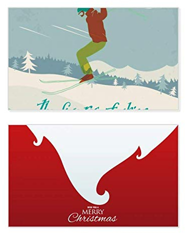 DIYthinker Weihnachtskarte für Skifahren, Ski, Wintersport, Illustration, Urlaub, Vintage-Nachricht