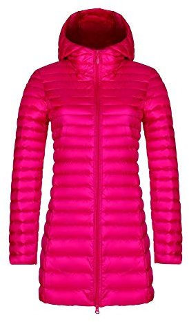 CHIYEEE Piumino Ripiegabile da Donna Cappotto Imbottito Invernale Ultraleggero con Cappuccio e Borsa per Il Trasporto Rose Red M