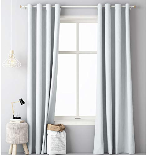 JEMIDI Vorhang blickdicht lichtundurchlässig 140x250cm - Gardine mit Ösen Anbringung - Ösenschal Dekoschal Verdunkelungsvorhang - 100% Polyester