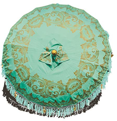 MAISONICA Bali Handmade Sun Parasol Hardwood Garden Mint and Gold (base not included)