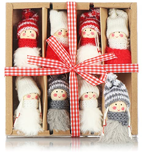 COM-FOUR® 6X Colgantes de árbol de Navidad Premium ángeles - Decoraciones para árboles de Navidad - Troles Decorativos suecos-escandinavos, ángeles, Hadas, Papá Noel como Decoraciones para árboles