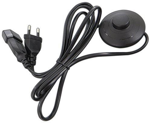 Rallonge d'alimentation avec interrupteur - 200 cm - 2 m - Prise européenne - Câble d'extension - Interrupteur à pied (noir avec fiche + femelle)