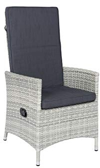 Mandalika Garden Polyrattan Movesessel Monaco Ice White, inklusive Auflage mit stufenlos Verstellbarer Rückenlehne, 120 kg Tragkraft/Diningsessel/wetterfest