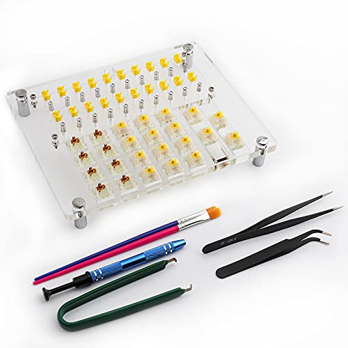 Switch Tester Switch Opener Estación de lubricación Caja de 20 teclas MX Kit de probador de interruptores de acrílico para interruptores mecánicos de teclado Gateron Cherry MX (Paquete A)