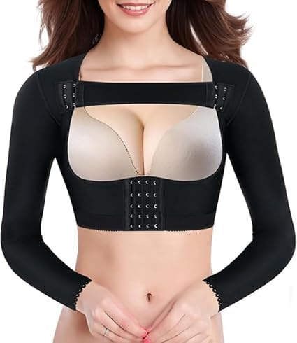 KUMAYES Faja Mujer Formador de Brazo Liposuccion Brazos adelgazantes Mangas de compresión Camiseta Lencería Moldeadora (Negro, L)