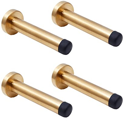 Edelstahl Türstopper mit Gummispitzen Wandschutz Wandtürstopper Langer Türstopper mit Gummi-Dämpfer Anti-Kollisions-Türwiderstand 9 cm, Gold, 2 Stück