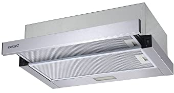 Cata Campana Extractora Telescópica TFB-5160 X con 2 Niveles de Extracción Panel de Control Mecánico Motor Tangencial Extra Silencioso Capacidad de 300 m3/h Iluminación LED Ancho 60 cm Color Inox