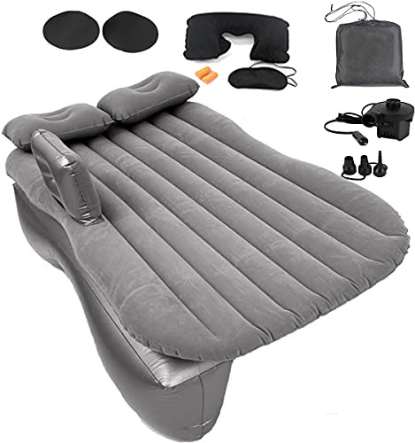 Icelus Uppblåsbar luftmadrass för bil campingsäng bärbar uppblåsbar madrass, 140 × 89 cm bil resemadrass, bil sovsängar för bil universell SUV