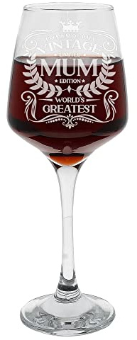 Always Looking Good Bicchiere da vino grande con incisione World's Greatest Mum, regalo di compleanno per mamma, 400 ml