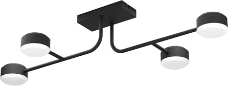 EGLO LED Deckenlampe Clavellina, dimmbare Deckenleuchte mit 4 Spots | Spotbalken minimalistisch, Wohnzimmerlampe aus Stahl in Schwarz und Kunststoff in weiß, Lampe Decke warmweiß