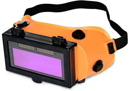 ATEMLEH Welding Goggles Auto Darkening with Flip Up Lens, Solar Welder Goggles Welding Eye Mask with 2 Sensors for TIG MIG MMA Plasma (Orange)