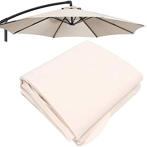 KDHKDFN Toile De Rechange Pour Parasol Déporté, Toile De Parasol Ronde 3m 8 Baleines Toile De Remplacement(Color:Blanc)