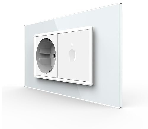 LIVOLO Schuko Steckdose Wandsteckdose + Notch Touch Lichtschalter Wandschalter Touchschalter Berührungsschalter Ein- / Aus- Schalter UP inkl. Glasrahmen Weiß