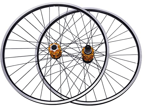 TESUGN 29 Zoll Mountainbike Vorderrad & Hinterrad Rad Durch Die Achse Scheibenbremse Rennrad, Aluminiumfelge Scheibenbremse MTB-Laufradsatz, Golden