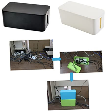 PartyKindom Caja Organizadora De Cables Eléctrica Blanca Mediana Cubierta y Organizador para Regleta y Cargadores Almacenamiento Seguro y Resistente para Enchufes y Cables Domésticos