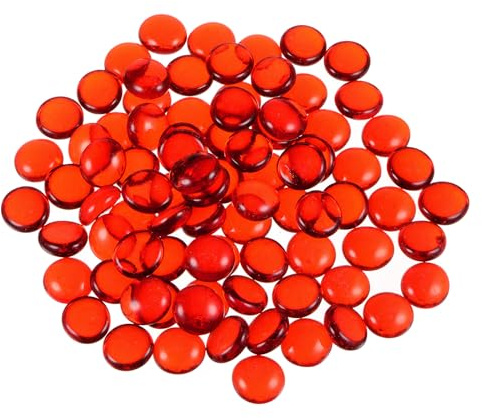 QUARKZMAN 67 Piezas Cuentas de Vidrio para Chimenea Planas de Mármol Guijarros para Rellenar Jarrones Acuario Suculenta Jardín Decoración 17-19Mm(2/3-3/4) 300G/0.66Lbs Rojo