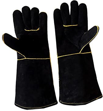 PRETYZOOM Long Cuff Insulated Bbq Grill Oven Mitts Cowhide Grip for Men Heat Resistant Cooking Gloves for Baking