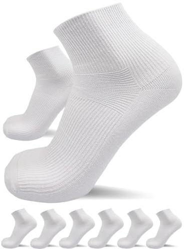Sogzz Chaussettes Diabétiques pour Homme et Femme | 6 à 12 Paires | Sans Élastique, Sans Couture, Sans Caoutchouc | 80% Coton | Chaussettes Courtes pour Diabétiques | Noir