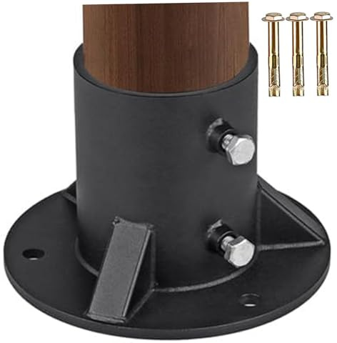 Yeory Pfostensockel, rund, 5,3 cm, Metallpfostenhalterung, vorgebohrte Schraubbefestigung, Pfostenanker, Pfostenstützen für Zaun, Straßenlaterne, Poolleiter, Pfostenanker