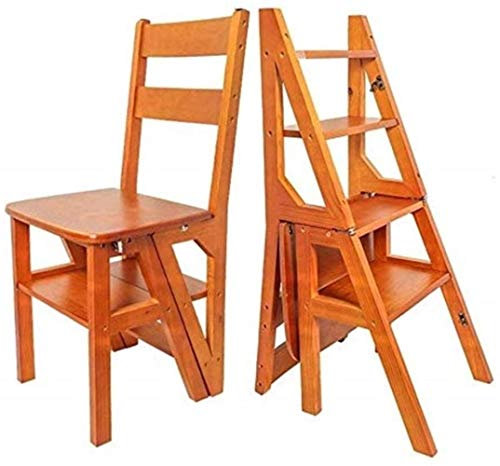 Wooden stool Wooden Utility Step Multi-Functional Small Ladder Chairs Step Stool Folding Ladder Stool 4 Step Stepladders/A