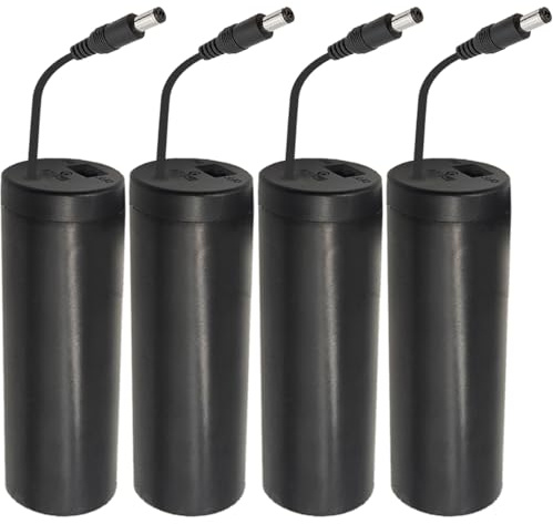DKARDU Lot de 4 supports de piles AAA 8 x 1,5 V avec prise mâle CC 5,5 x 2,1 mm, boîtier de 8 piles AAA DC avec interrupteur marche/arrêt et lumière LED