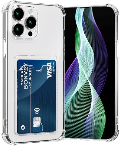 AKABEILA Hülle für iPhone 16 Pro Schutzhülle mit Kartenfach Transparent Silikon TPU Handyhülle Dünn Weiche Stoßfest Bumper Brieftasche Case Cover 6.3 Zoll