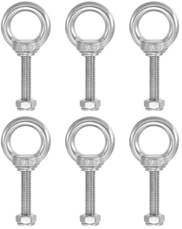 PATIKIL Ringschraube, M8x50 304 Edelstahl ösenschraube Gewinde mit Sechskantschraube Mutter Dichtung Unterlegscheibe zum Aufhängen und Sichern von Ketten Drahtseilen, 6 Sets