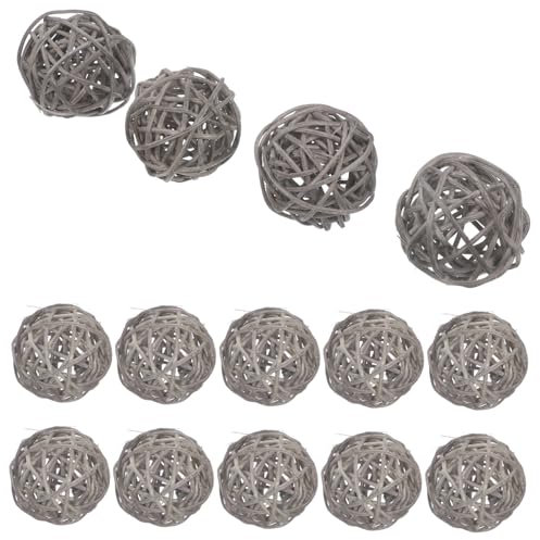 RORPOIR 15 Stück Rattan Dekorative Kugeln 5cm Hängende Weinball Dekoration Für Kindergarten Hotel Bar Home Hellgrau Selbstgemacht Bastelmaterial Weihnachts Und Feiertagsdekoration