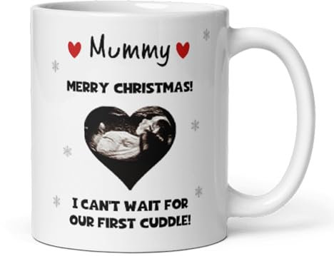 Confidently Quirky - Personalised Mummy Baby Scan Christmas White Mug,Mummy To Be Christmas Gift, Gift From Bump to Mummy, Mummy Christmas From Bump, Baby Scan Gift