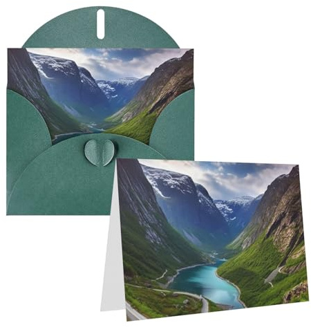 FJWSLCH Grußkarten-Set für alle Anlässe, norwegische Fjorde, Geburtstagskarte, blanko, Notizkarten mit Umschlägen, 15,2 x 10,2 cm, blanko, Dankeskarte, Thinking of You Karten