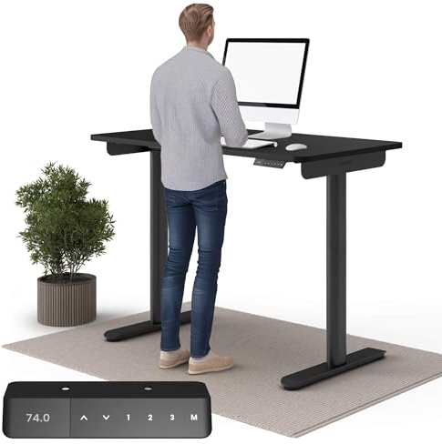 Ergotopia Desktopia One höhenverstellbarer Schreibtisch | elektrischer Schreibtisch höhenverstellbar | Bürotisch höhenverstellbar, Verstellbarer Tisch TÜV-geprüft, 7 Jahre Garantie 138x65 cm