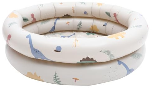 HEMOTON Piscine Gonflable Ronde pour Garçon Et Filles, Petite Pataugeoire Bébé 90 460g, Motif Dinosaure Beige Rétro, Matériau PVC Épais, Usage Extérieur Jardin Été, Mini-Piscine Ludique Compacte