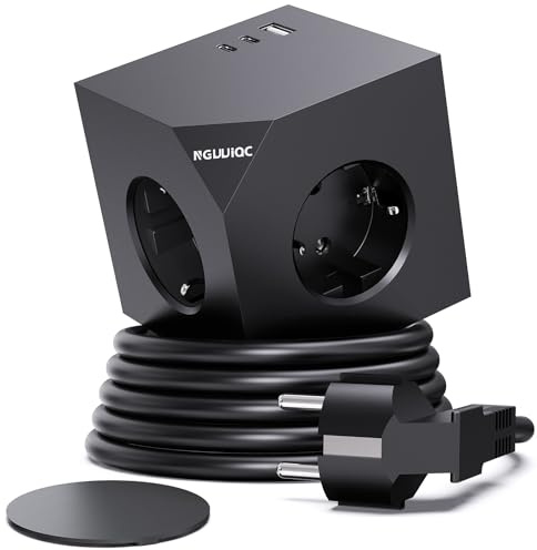 PD20w Steckdosenwürfel mit 2 USB C, Magnetpad, 1,5 Meter, Schwarz