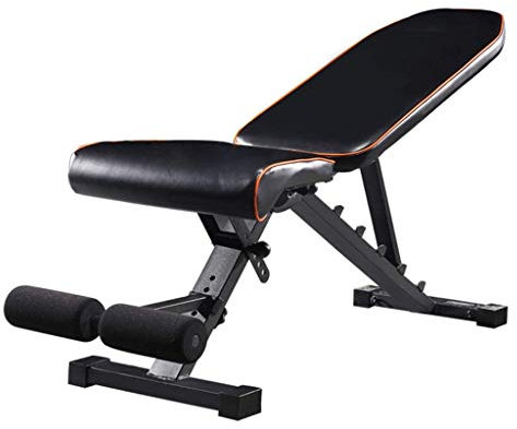 PUFAHAU Verstellbare Sit-Up-Schrägbank für Bauchmuskeln, Flache Hantelbank, Fitnessgerät, schwarz/orange, multifunktionale, Faltbare Hantelbank
