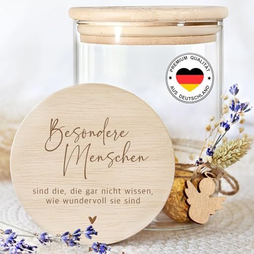 Grandora Vorratsglas Besondere Menschen Geschenk für Kollegen, Lehrer & Erzieher Aufbewahrungsglas Dankeschön Geschenkidee Abschied Geschenkglas für Freunde Geburtstag XHG1026-1-S