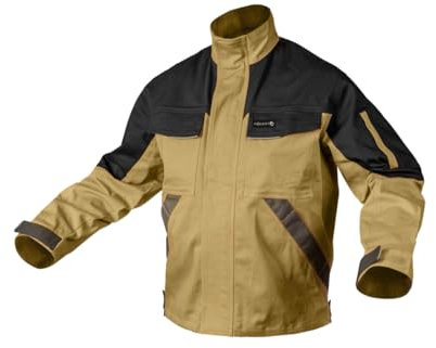Högert Technik Schutzjacke EDGAR dunkelbeige – Arbeitsjacke mit Reflexelementen, verstärkten Schultern, Stretch, Taschen, Kat. I, EN ISO 340, ideal für Bau, Handwerk, Industrie 3XL (58)