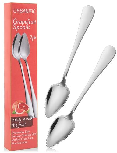 Grapefruit Spoons – Serrated Edge Stainless Steel Spoons to Easily Cut Citrus Fruits like Grapefruit, Oranges & Kiwi – Polished Finish, Dishwasher Safe - 2 Pack