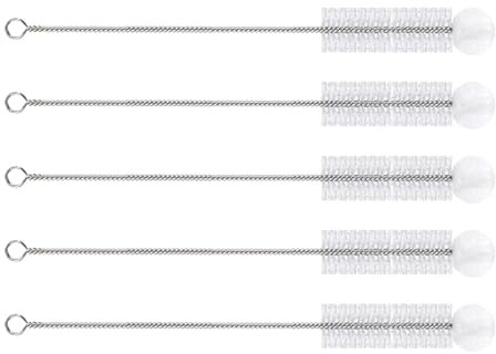 Bottle Cleaner Brush, Flexible Bendable Cup Washer Tool, Long Handle Scrubber for Coffee Tazas, Wine Decanter, Pipes, Kitchen Gadgets, 5X Nylon & Cotton Bristles