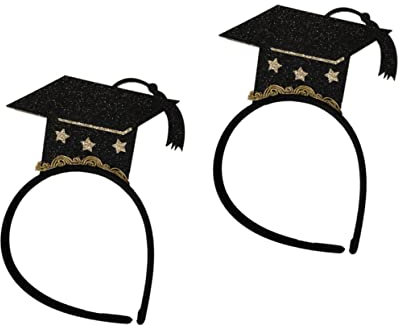 DECHOUS 2pezzi Fascia Glitterata per Capelli da Laurea Mini Cappello da Dottore Cerchietto per Capelli Copricapo da Festa Accessorio per Festa di Laurea