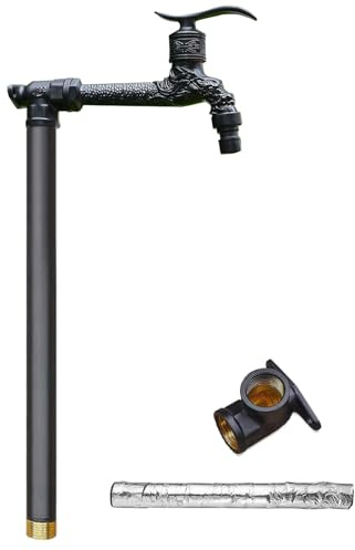 Generico Colonna d'Acqua Verticale per Esterni, idrante antigelo con Rubinetto in Ottone, erogatore d'Acqua Nera da 80 cm/31 Pollici per Giardini, patii e balconi
