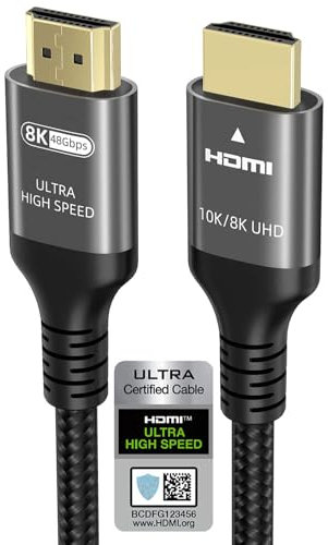 Ubluker 10K 8K 4K HDMI Kabel 48Gbps 2.5M, Zertifiziertes Ultra High Speed HDMI® Kabel 4K 240Hz 144Hz 8K 60Hz 0.01ms HDR10+ ARC eARC HDCP2.3 Netflix Roku TV PC Monitor Projektor PS5 4 Xbox