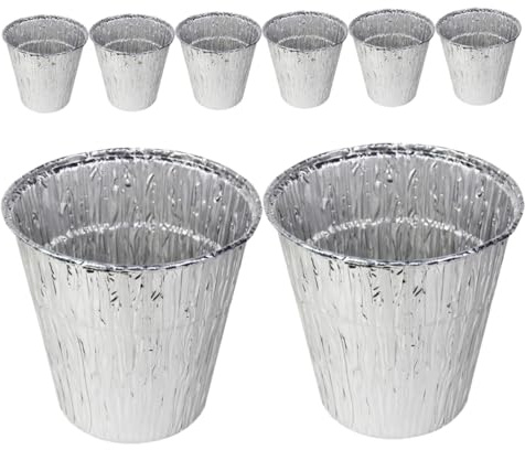 LIFKOME Lot De 8 Bacs à Graisse En Aluminium Jetables Pour Barbecue Et Camping, Format Petit, Recyclables, Résistance Haute Température, Récupérateur D’huile Portable Pour Gril Et Cuisson En Plein Air