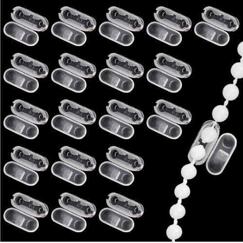 50 Stück Kunststoff Rollo Kettenverbinder Transparent Kugelkette Verbinder Kettenclips für Vertikaljalousien Kugelketten-Clip für Zimmer Fenster Rollo Kettenverbinder (4mm Kugeldurchmesser)