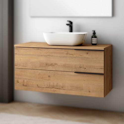 THE BATH POINT Mueble de Baño Sin Lavabo Triskel Top, Acabado en Roble con Preciosa Veta, Ancho de 80 cm