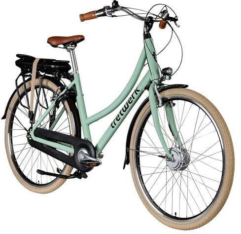 Tretwerk Aurora E Bike 28 Zoll Pedelec Damen Herren 155-185 cm Elektrofahrrad 522 Wh E Fahrrad Damenfahrrad 7 Gang (hellgrün, 50 cm)