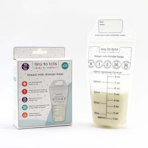 Sacchetti per latte materno per frigorifero o congelatore, per conservare piatti o in piedi, senza BPA e BPS, pre-sterilizzati, doppia chiusura a cerniera, confezione multipla da 25