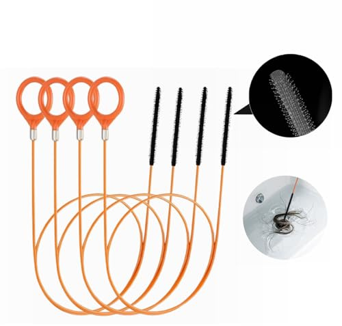 Cuzlarmul 35 Inch Drain Snake Hair Clog Remover Tool, Long Flexible Anti-Break Steel Plumbing Snake, for Bathroom Sink, Shower, Tub, Pipe Drain (4 Pack)