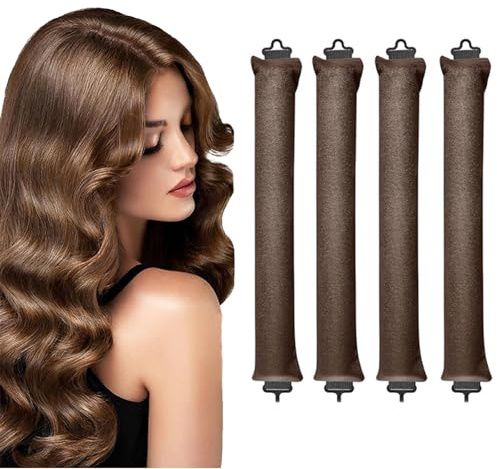 Zegnuem Heatless Curls, 4 piezas de bandas para rizos sin calor, rizos nocturnos sin calor con cierre de gancho, rollo grueso para rizos sin calor, para todos los tipos de cabello, cabello largo