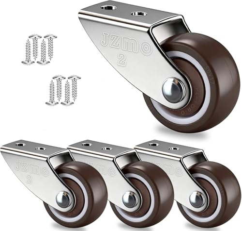 4 rotelle per mobili, piccole ruote per mobili, 50 mm, 100 kg, in gomma con piastra in acciaio, ruote fisse silenziose, piccole ruote per mobili, armadi, cassette degli attrezzi, progetti fai da te e