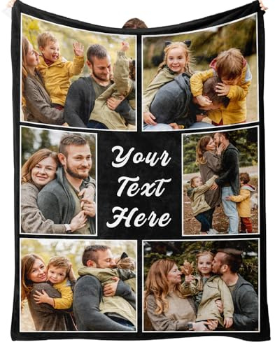 weokooly Personalisierte Fotodecke für Erwachsene, individuelle Decke und Überwürfe mit Fotos für Weihnachten, Geburtstag, Valentinstag (6-2 Fotodecke)